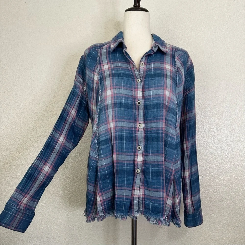 Free People We the Free Seeking Starlight Oversized Plaid Button Down, Size XS
